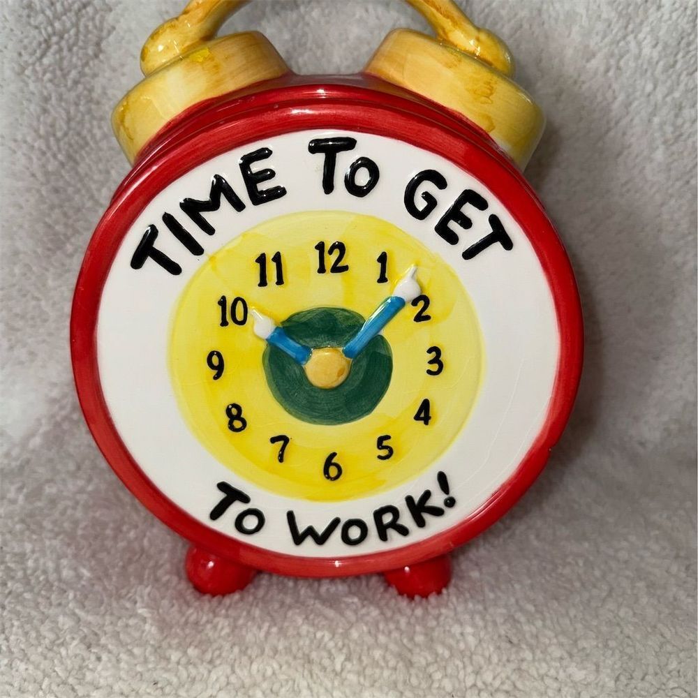 Vintage Enesco Alarm Clock Cookie Jar Multicolor Collectible 1994‎ no chips